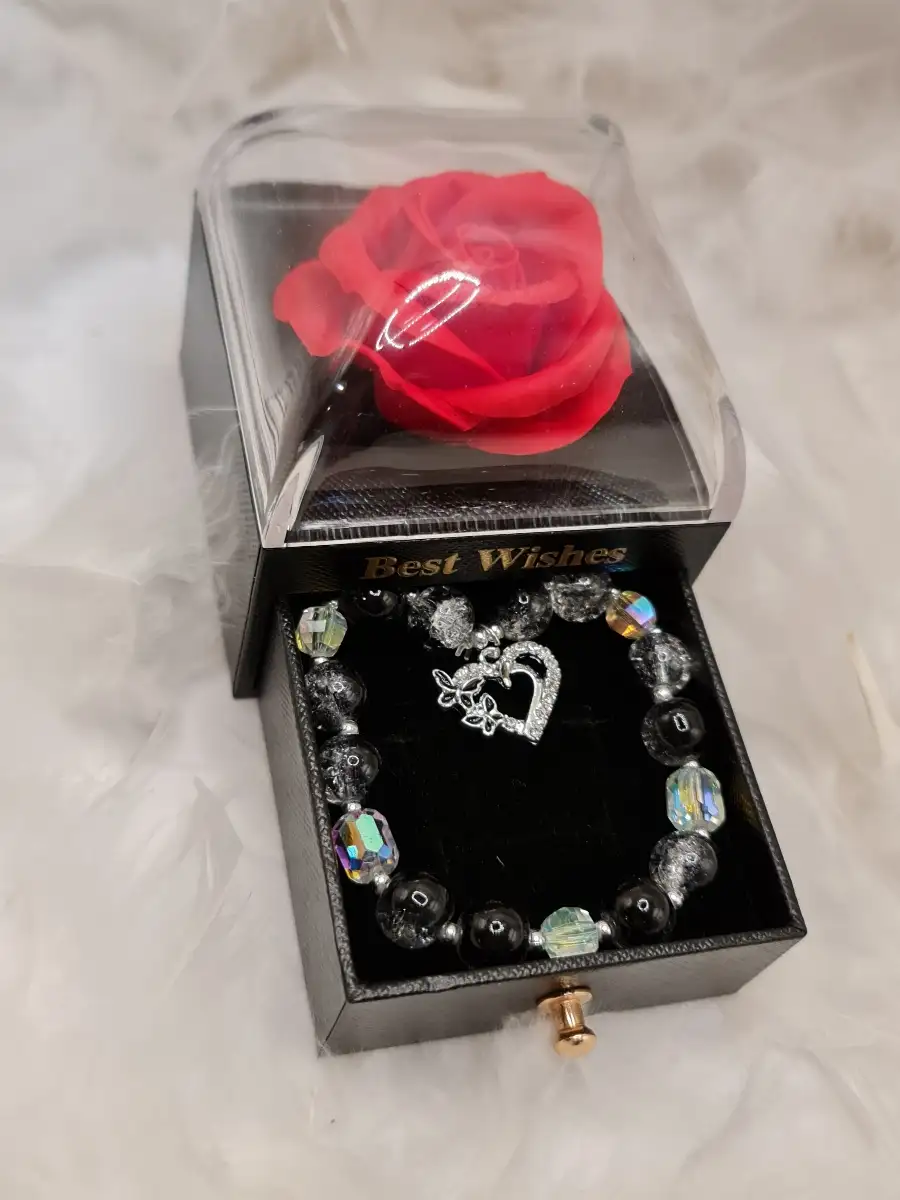 Coffret à bijoux avec rose éternelle