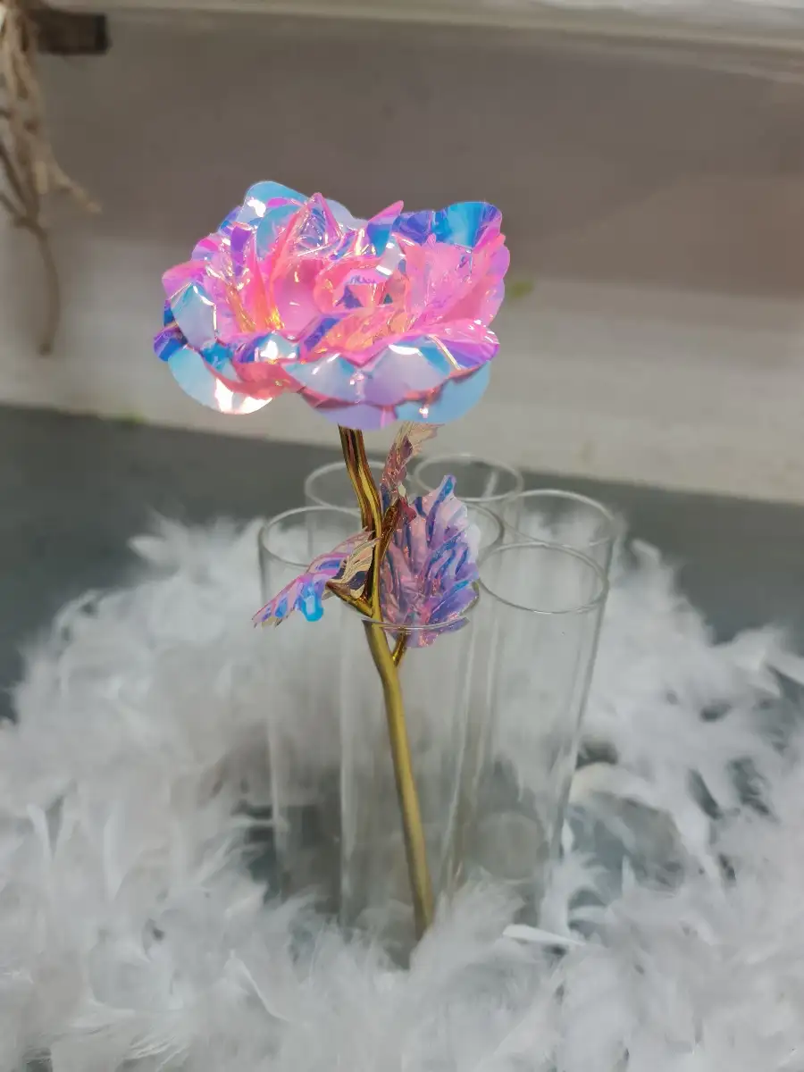 Rose holographique rose clair