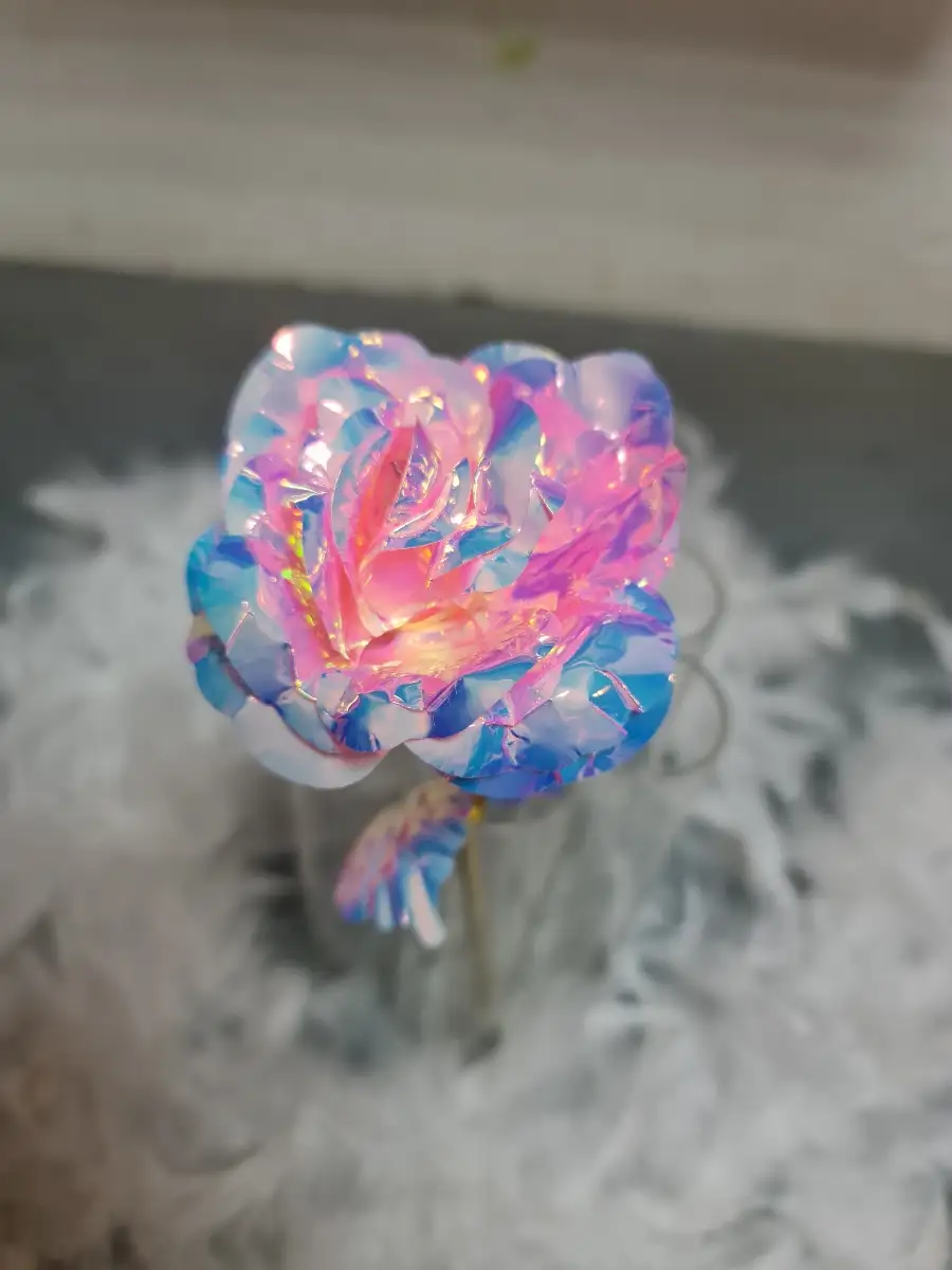 Rose holographique rose clair